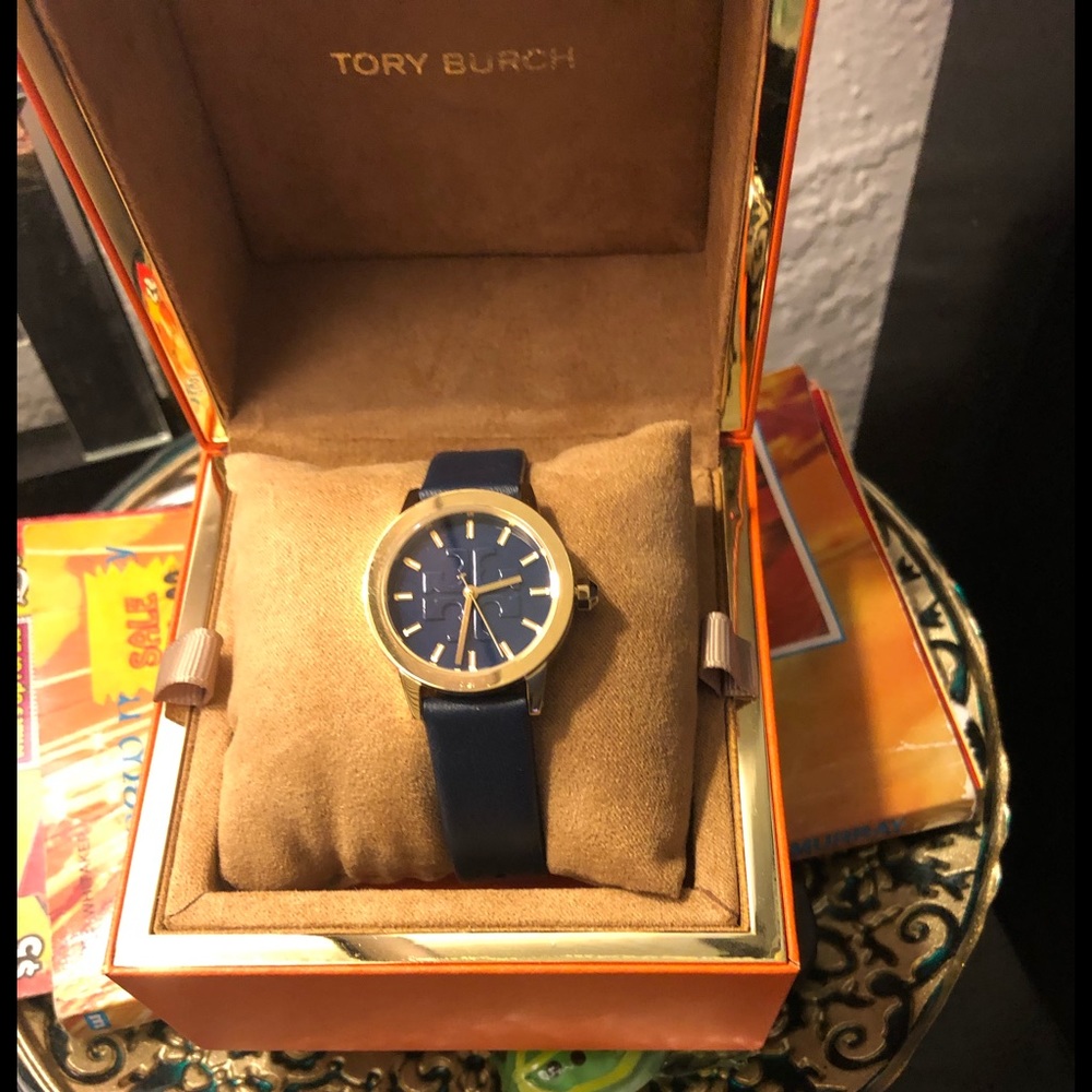 NWT Tory Burch “Navy Blue” Leather Watch